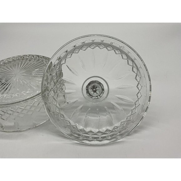 Vintage Indiana Glass Princess Diamond Pattern Clear Candy Dish with Lid MCM - Picture 12 of 16